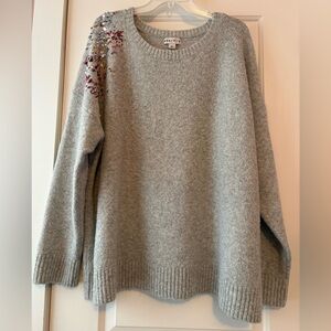 Ava & Viv Light Gray Sweater with Sequin Accents